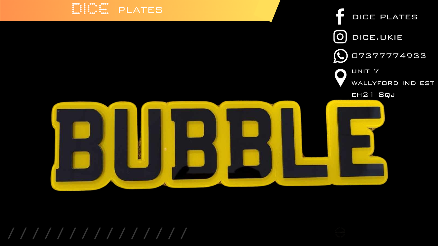 BUBBLE Number Plate Pair