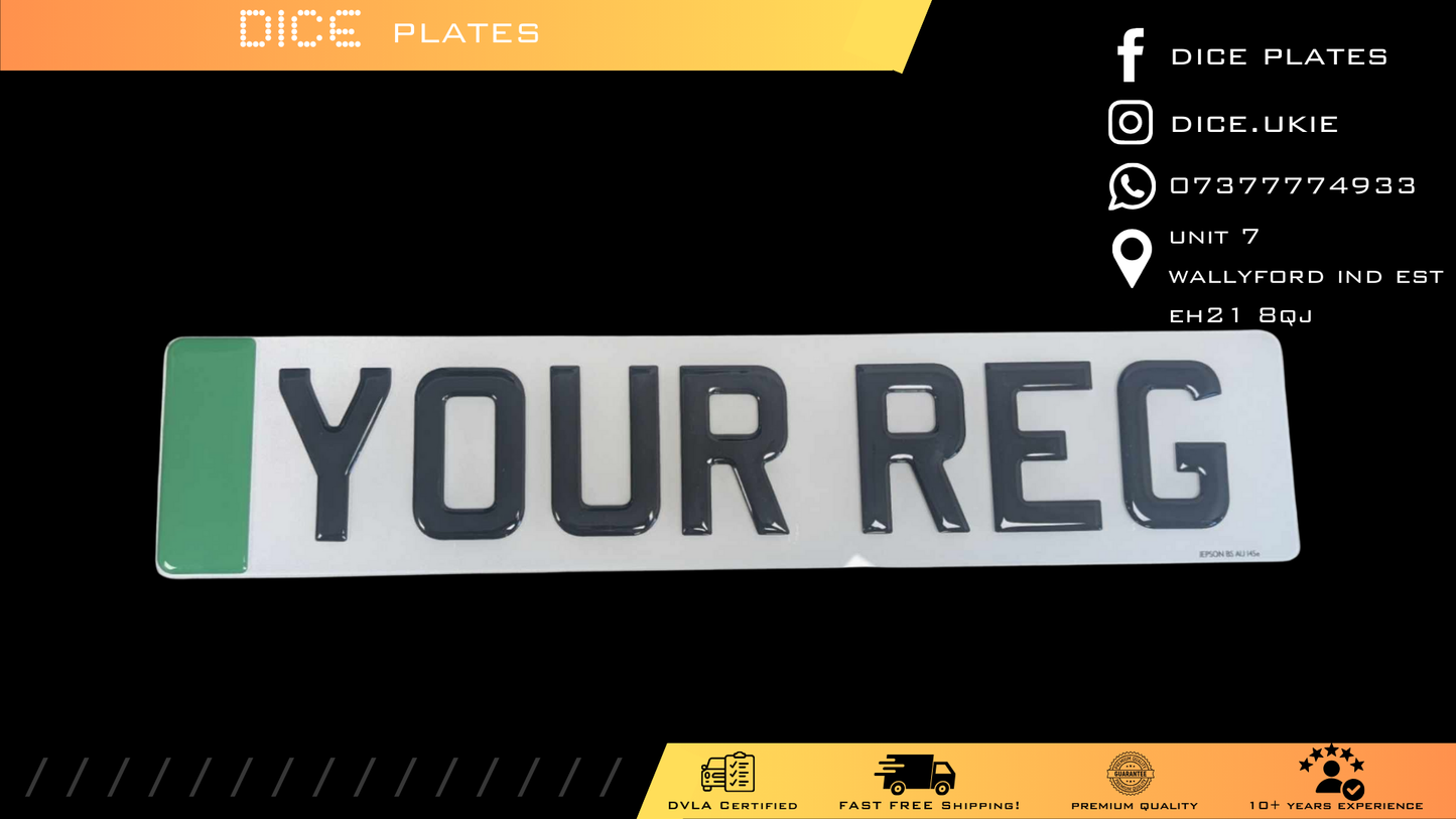 3D Gel Number Plates with EV Euro Badge