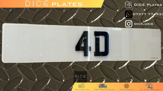 4D Laser Acrylic UK Standard Number Plates