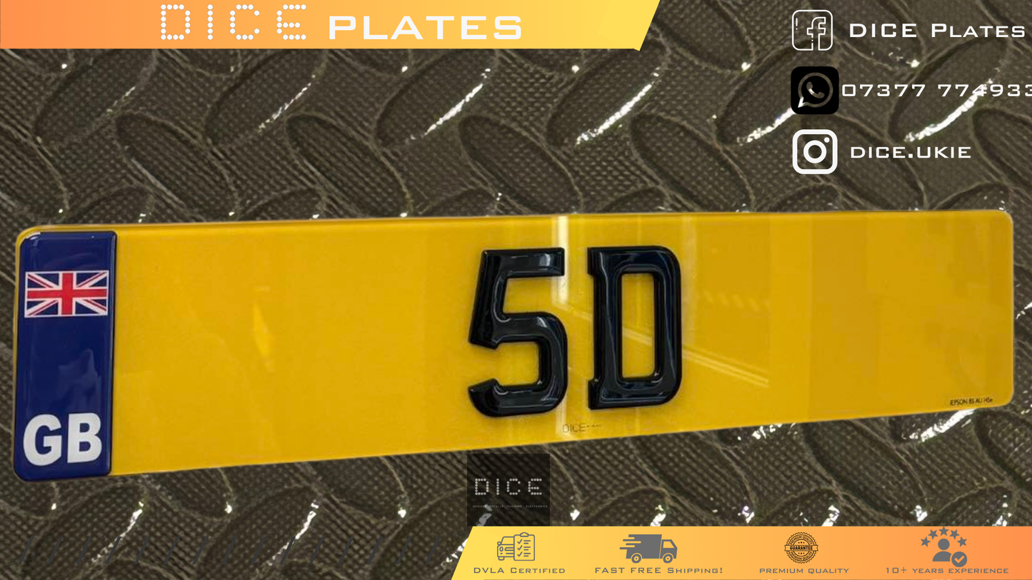 5D - Laser Acrylic Gel Top - UK Standard Number Plates