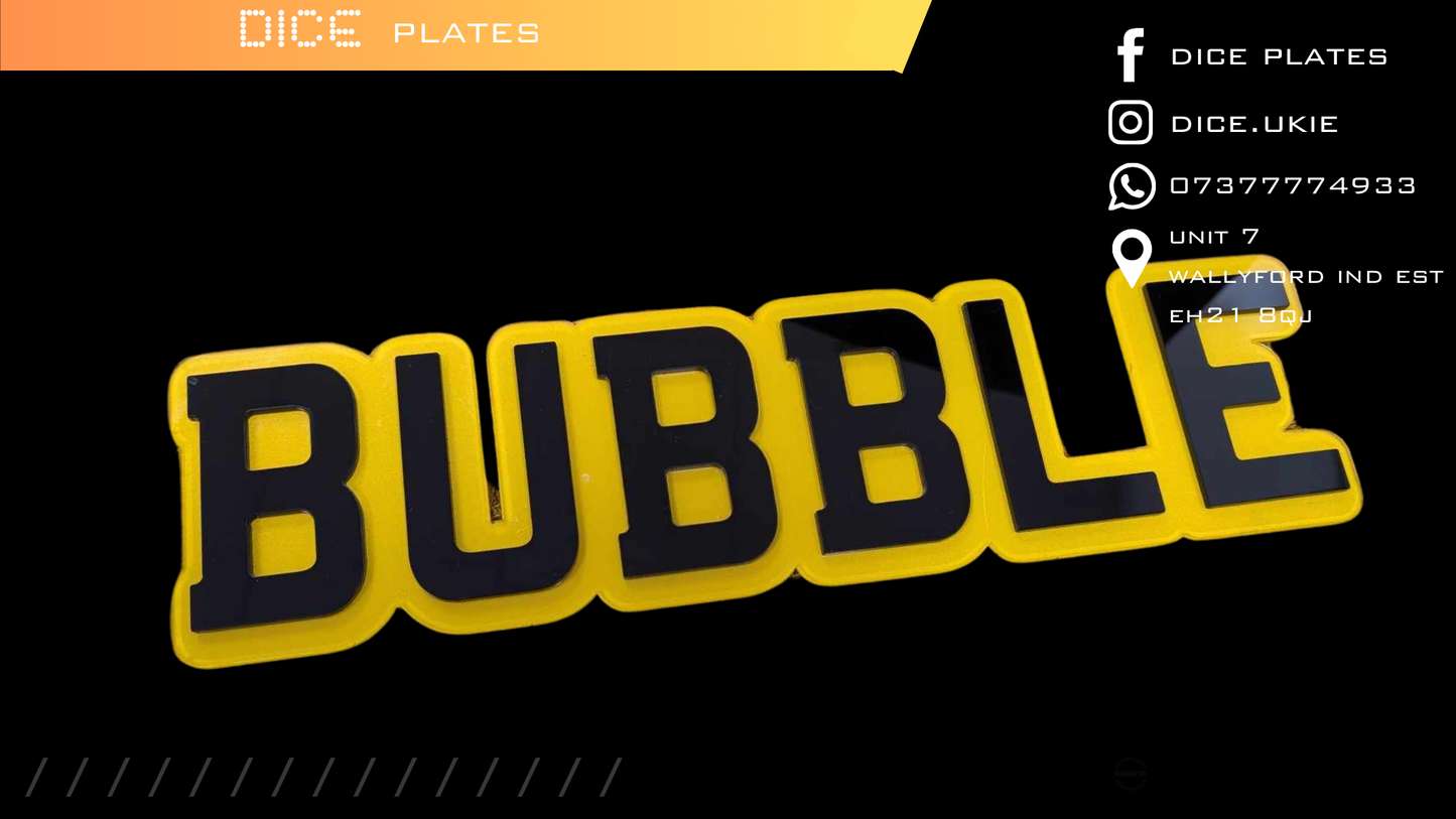 BUBBLE Number Plate Pair