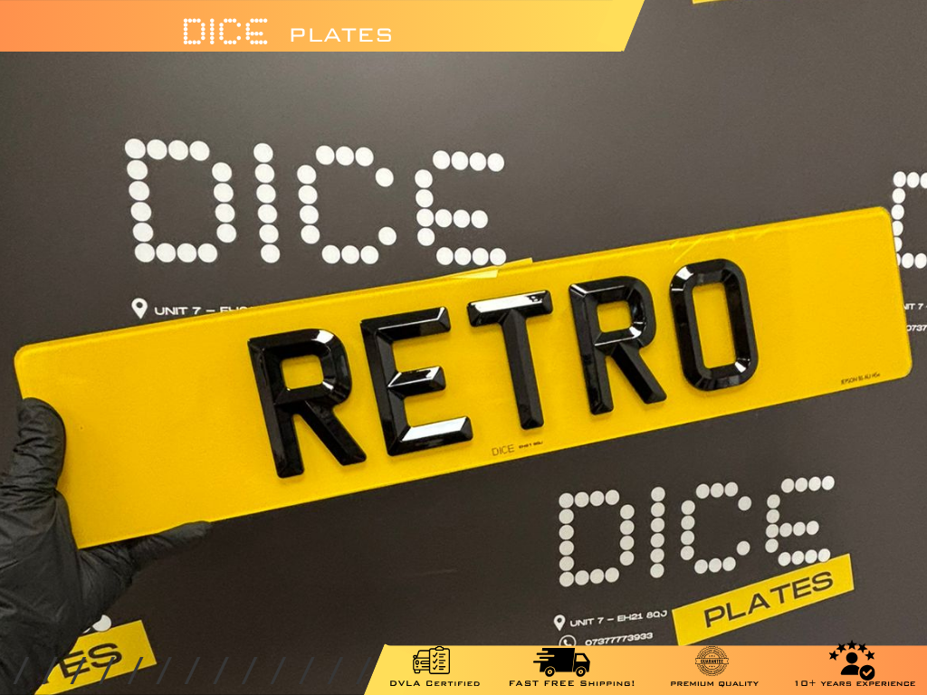 4D Retro Number Plate Pair