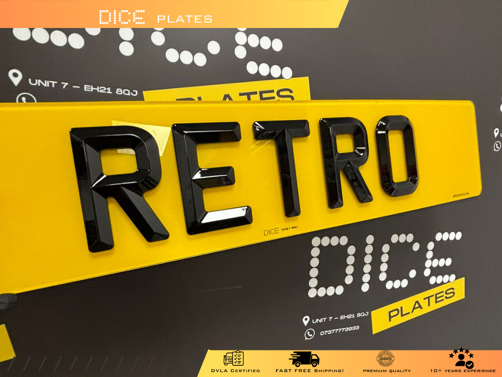 4D Retro Number Plate Pair