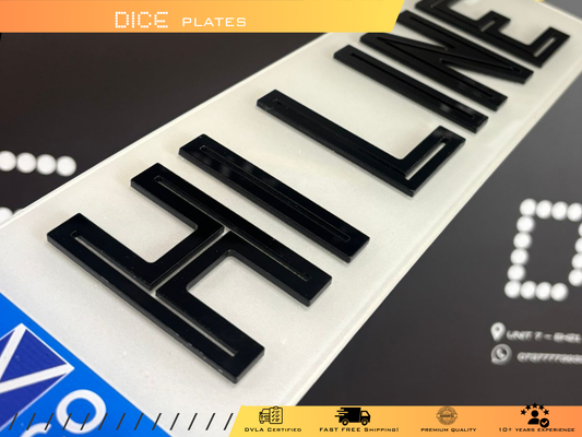 4D Acrylic Hi Line Number Plate Pair