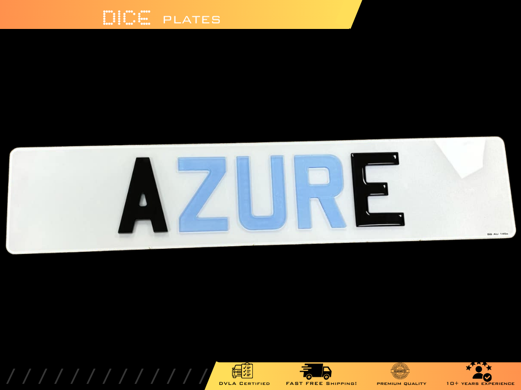 5D AZURE Base Colour Number Plate