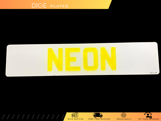 5D NEON YELLOW Base Colour Number Plate