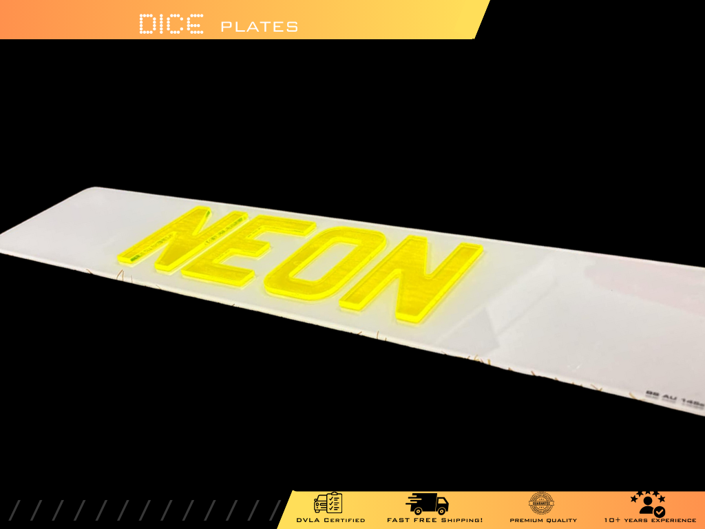 5D NEON YELLOW Base Colour Number Plate