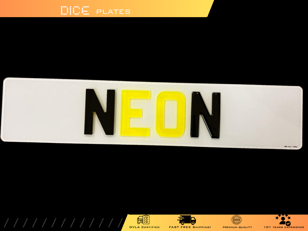 5D NEON YELLOW Base Colour Number Plate