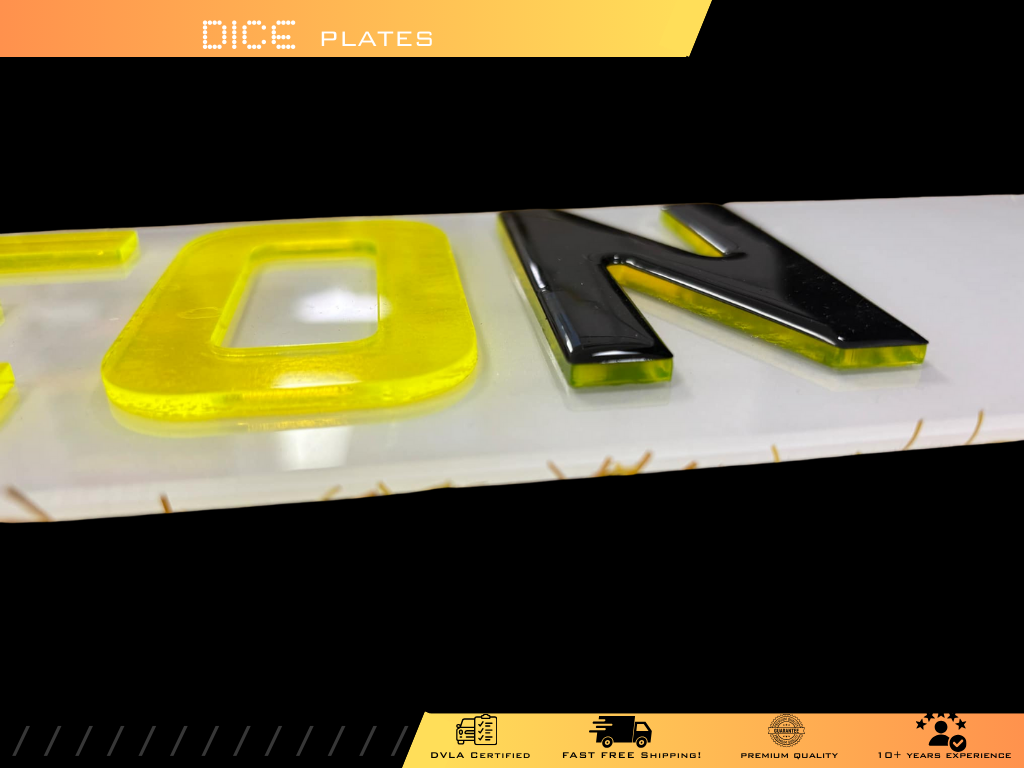 5D NEON YELLOW Base Colour Number Plate