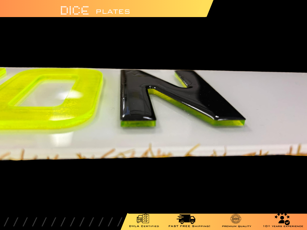 5D NEON GREEN Base Colour Number Plate