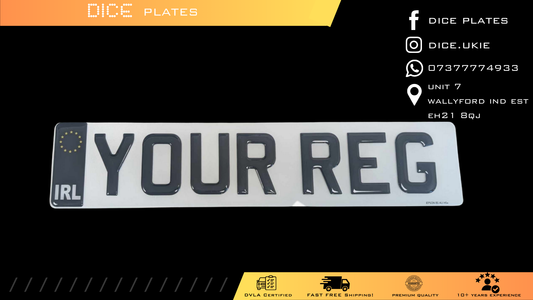 3D Gel Number Plates with Black IRL (Ireland) Euro Badge