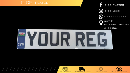 3D Gel Number Plates with Blue CYM Cymru Euro Badge