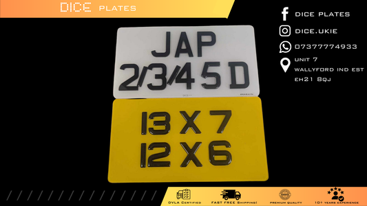 5D Laser Acrylic Gel Topped Jap/Import Number Plate 13x7 Pair/Single