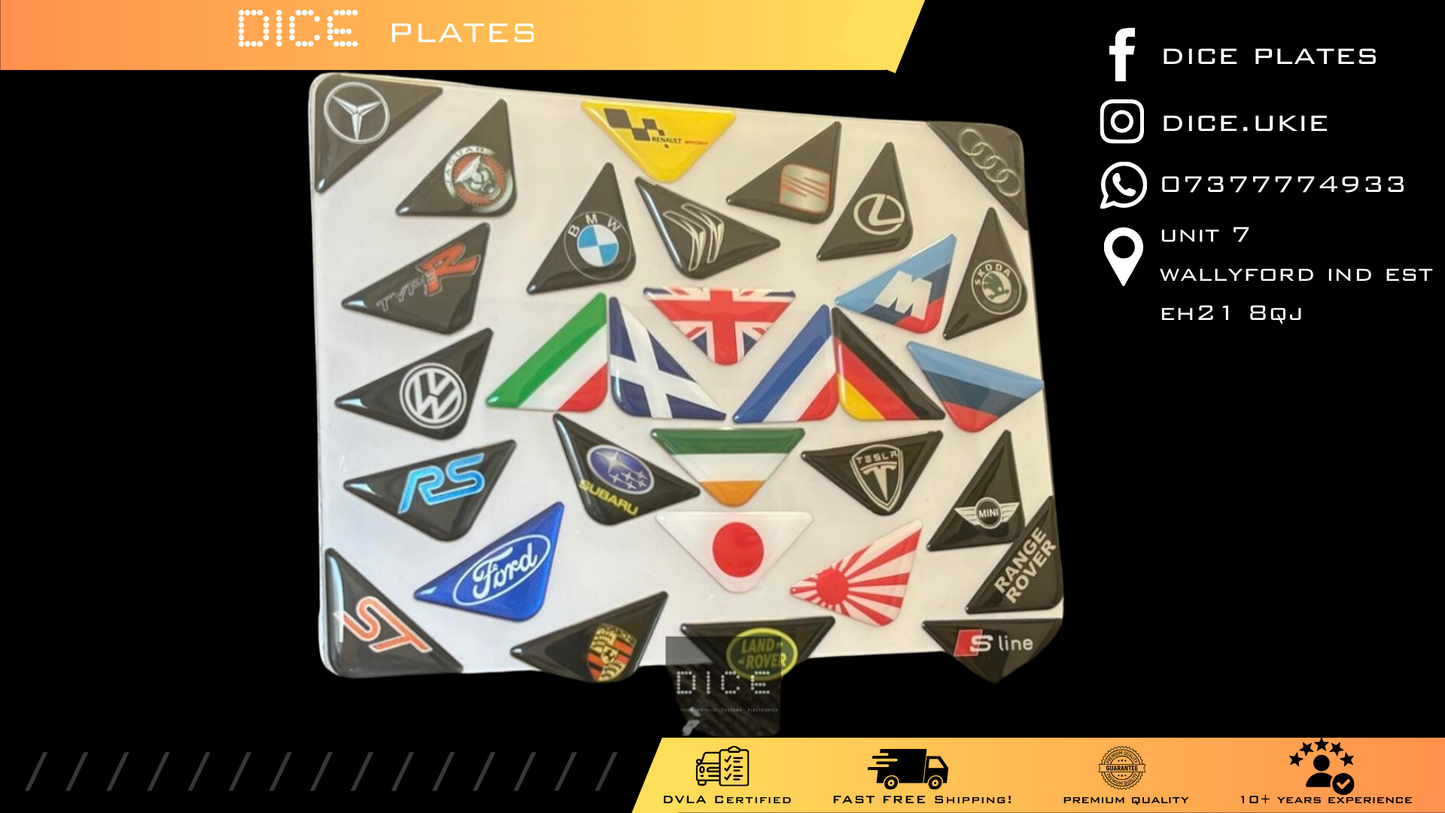 Number Plate Corner Badge - Show Use Only - Not Road Legal