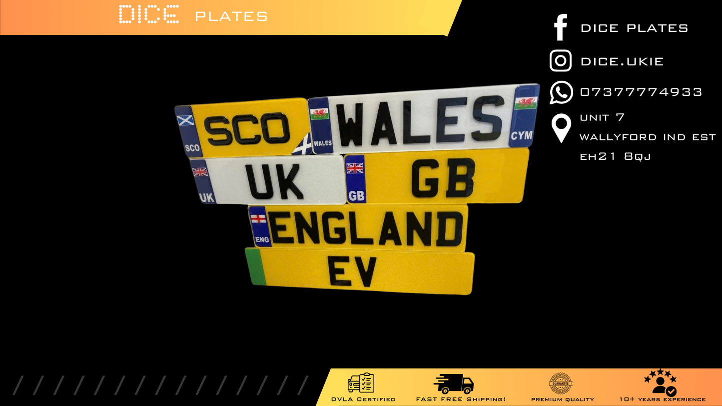 Gel Resin Number Plate Euro Badge Pair - Road Legal