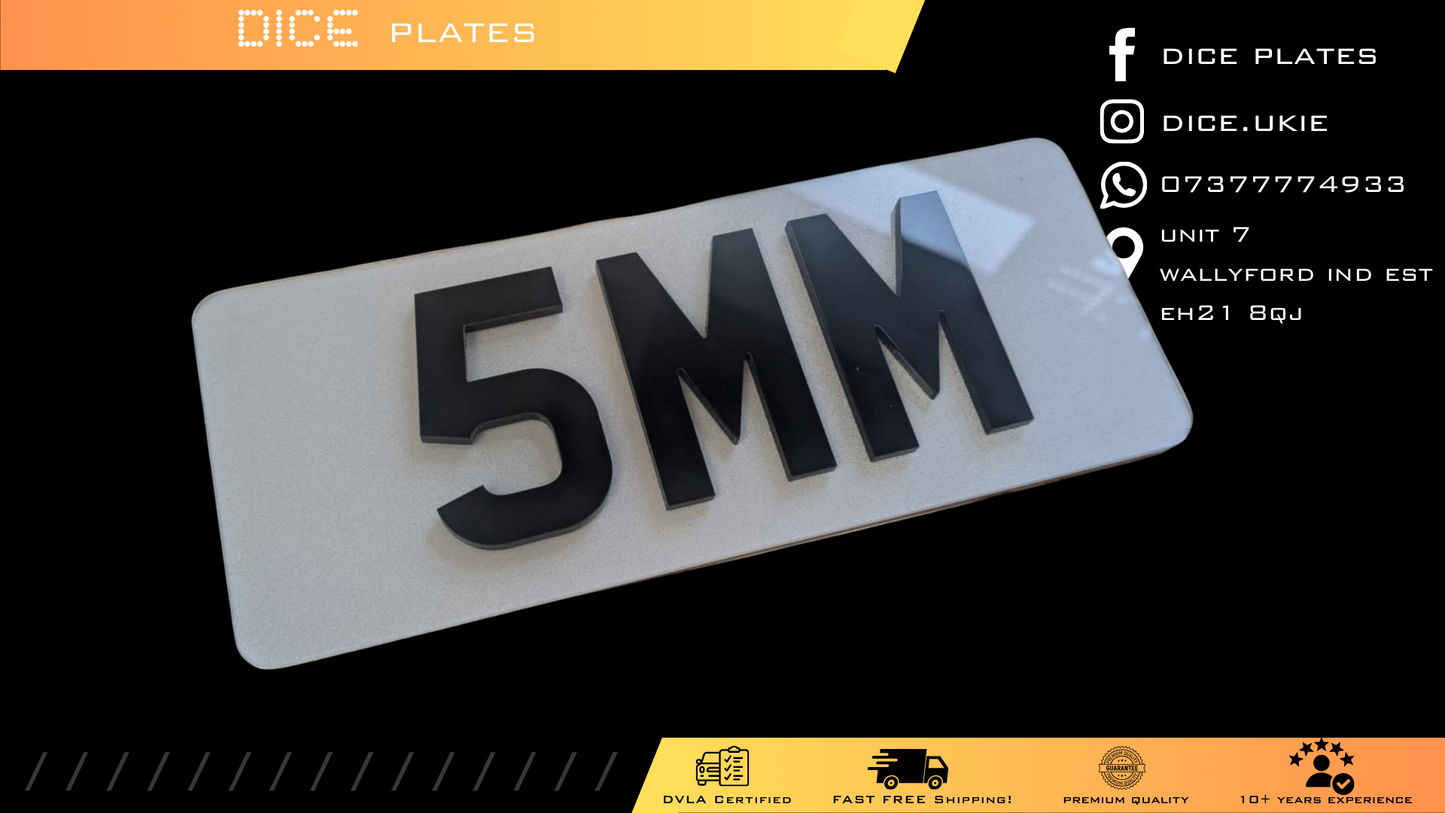 5mm Laser Acrylic Number Plate Pair (Charles Wright)