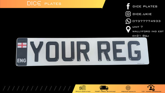 3D Gel Number Plates with Black ENG (England) Euro Badge