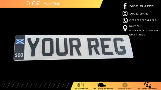 3D Gel Number Plates with Black SCO (Scotland) Euro Badge